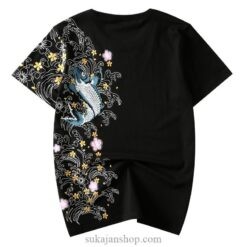 Brocade Carp Embroidery Cotton T-Shirt 1 Brocade Carp Embroidery Cotton T-Shirt 1