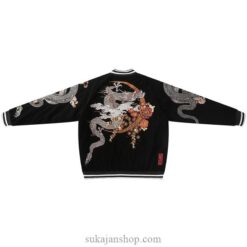 Black Japanese Embroidered Japanese Dragon Cotton Padded Sukajan Jacket 3 Black Japanese Embroidered Japanese Dragon Cotton Padded Sukajan Jacket 3