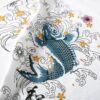 Brocade Carp Embroidery Cotton T-Shirt 4