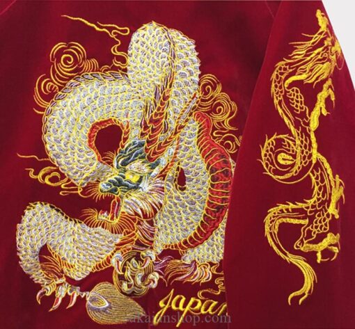 Red Dragon Embroidery Baseball Sukajan Jacket 8