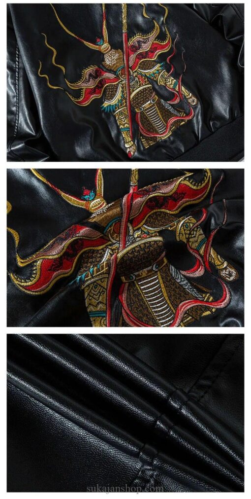 King Monkey Embroidered PU Leather Sukajan Jacket 6