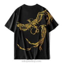 Unisex Golden Phoenix Embroidered Summer T-Shirt 1