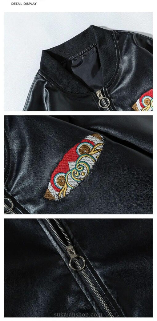 King Monkey Embroidered PU Leather Sukajan Jacket 5