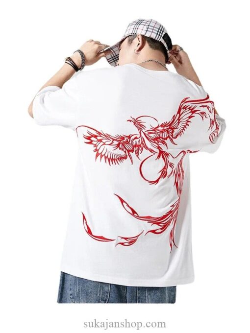 Unisex Golden Phoenix Embroidered Summer T-Shirt 3